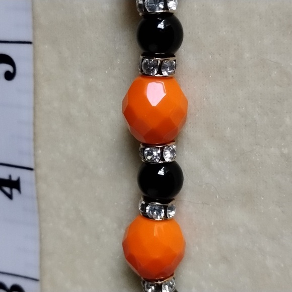 🎃HAND CRAFTED CZECH GLASS, BLACK TOURMALINE SND SWAROVSKI CRYSTAL BRACELET🎃 - Picture 4 of 4